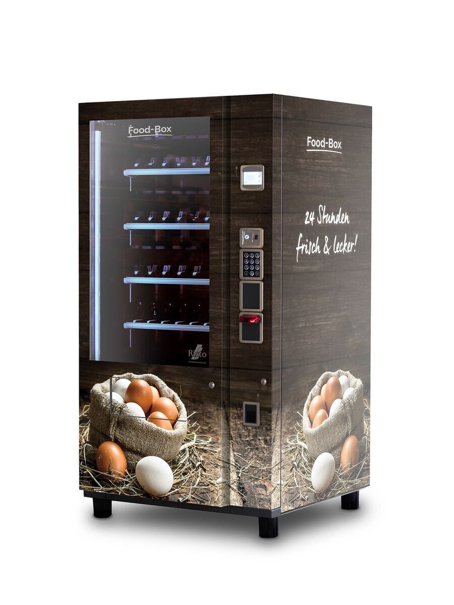 Distributeur automatique au design d'œufs en aspect bois      