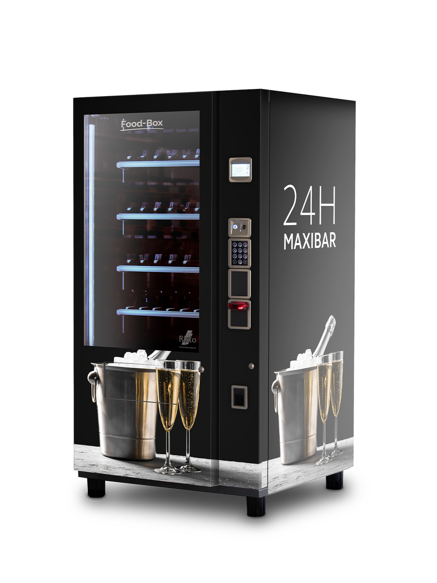Distributeur automatique noir illustrant du champagne et du mousseux      