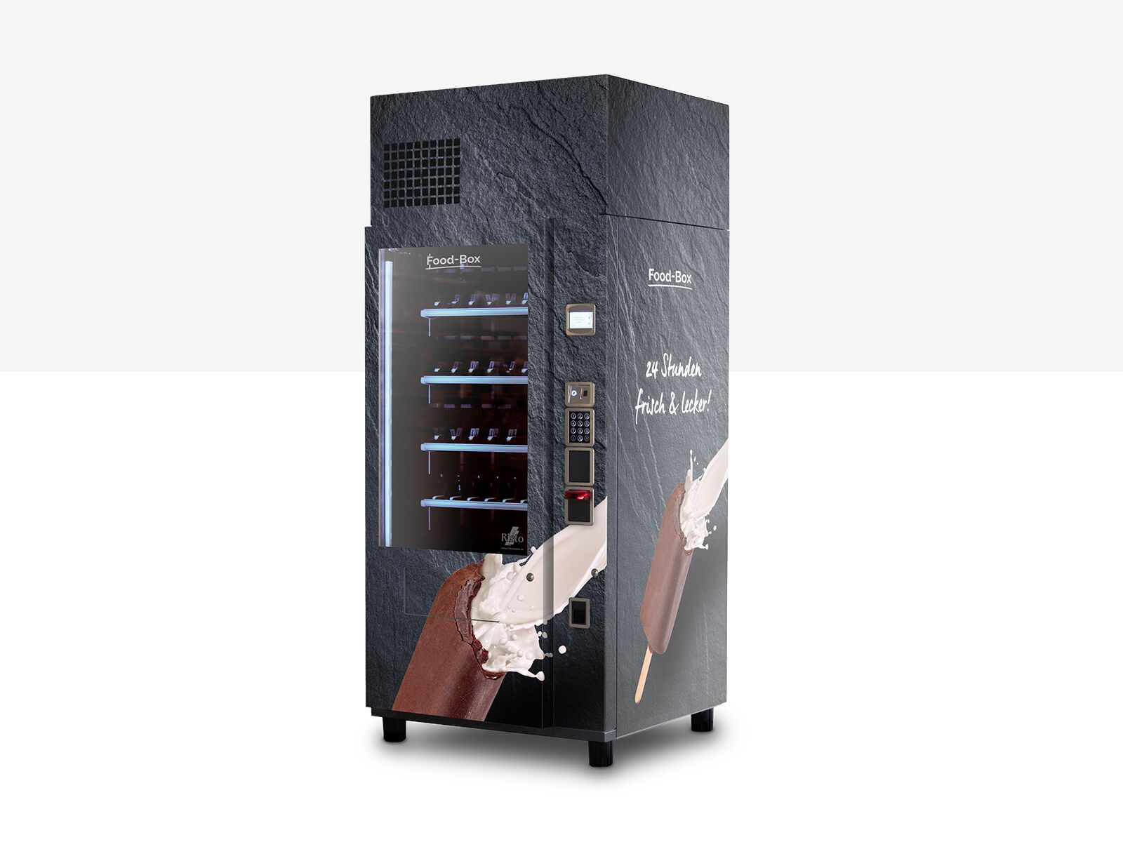 Distributeur automatique surgelé au motif de glaces et robuste aspect pierre      