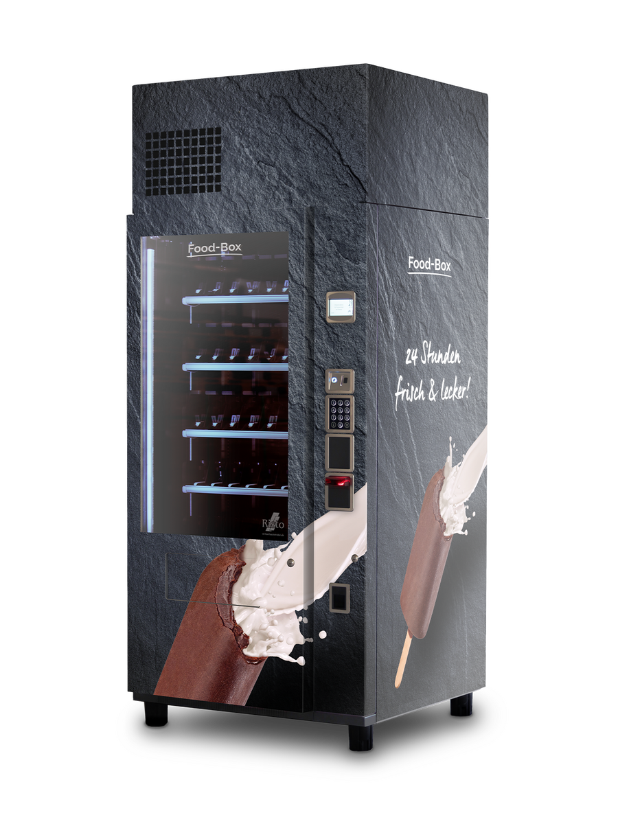 Distributeur automatique noir au motif de glace avec fenêtre de visualisation      